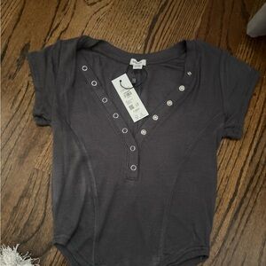 Kids Charcoal Gray Snap-Button Top